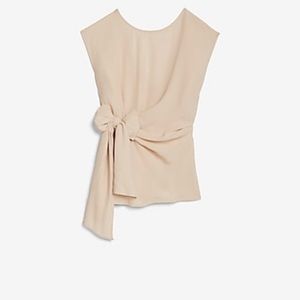 Express Crew Neck side tie top in nude sorbet